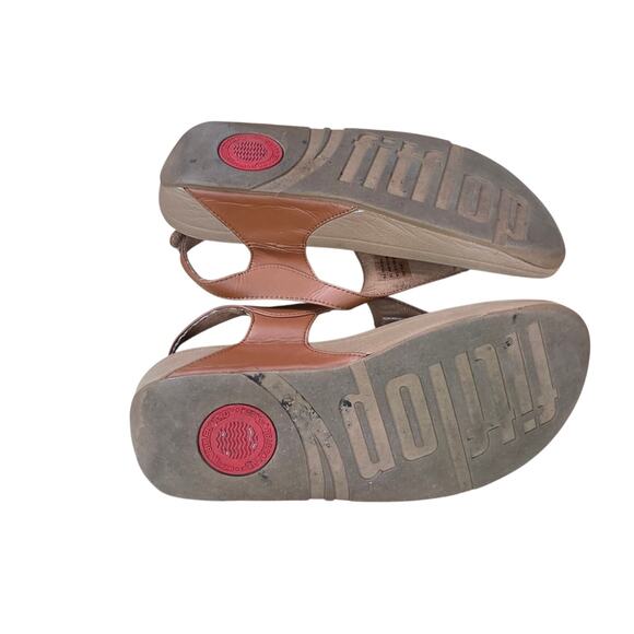 FitFlop Skylar Back Strap Toe Post Sandals Brown Leather womens size 8 - Picture 6 of 7